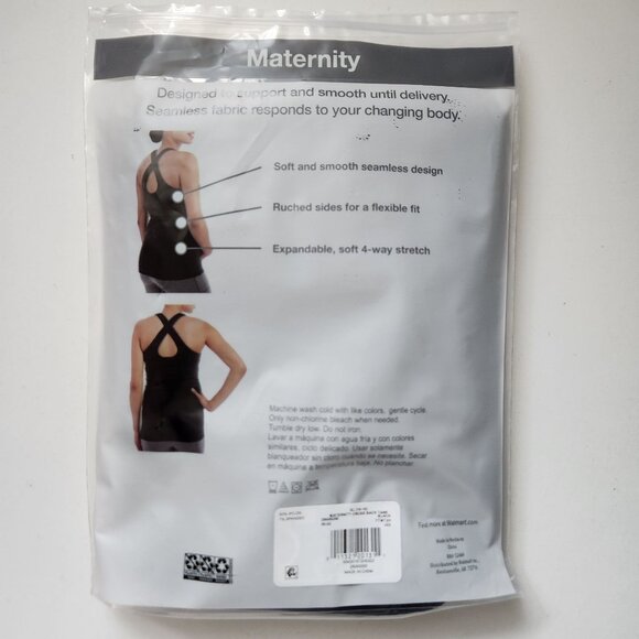 Time And Tru Maternity Black Tank Top XL Seamless Support Soft & Comfortable - Picture 4 of 7
